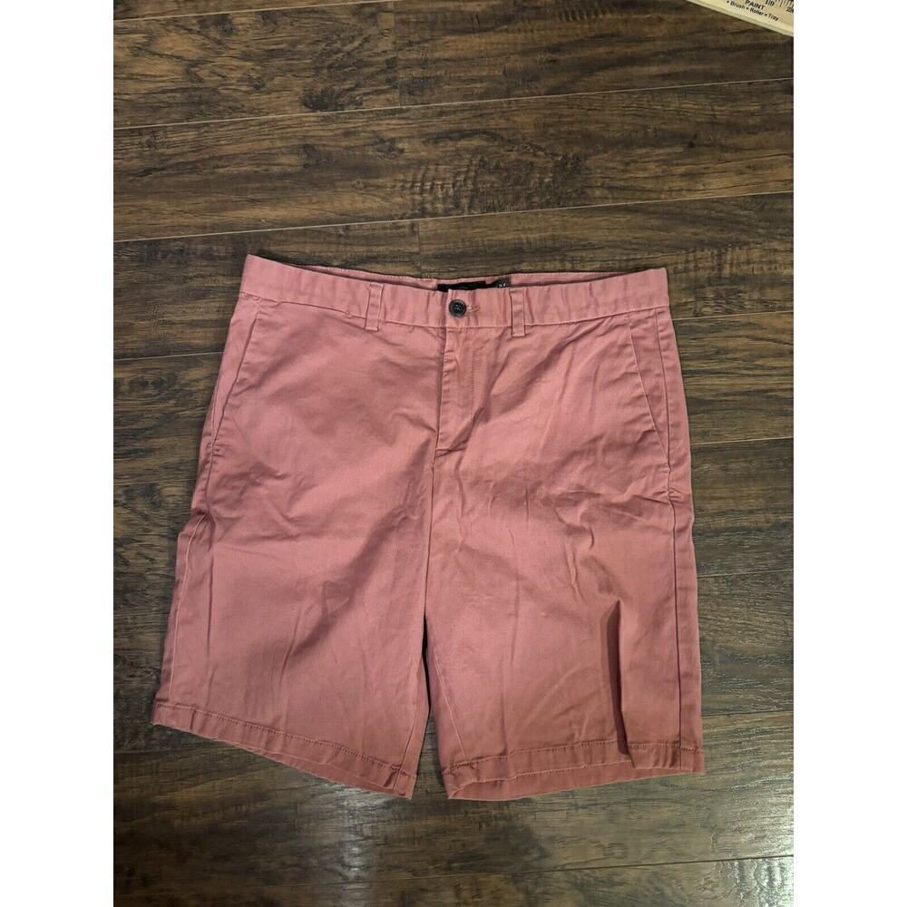 Black Brown 1826 Men's Khaki Flat Front 100% Cotton Shorts 10" Inseam Size 33